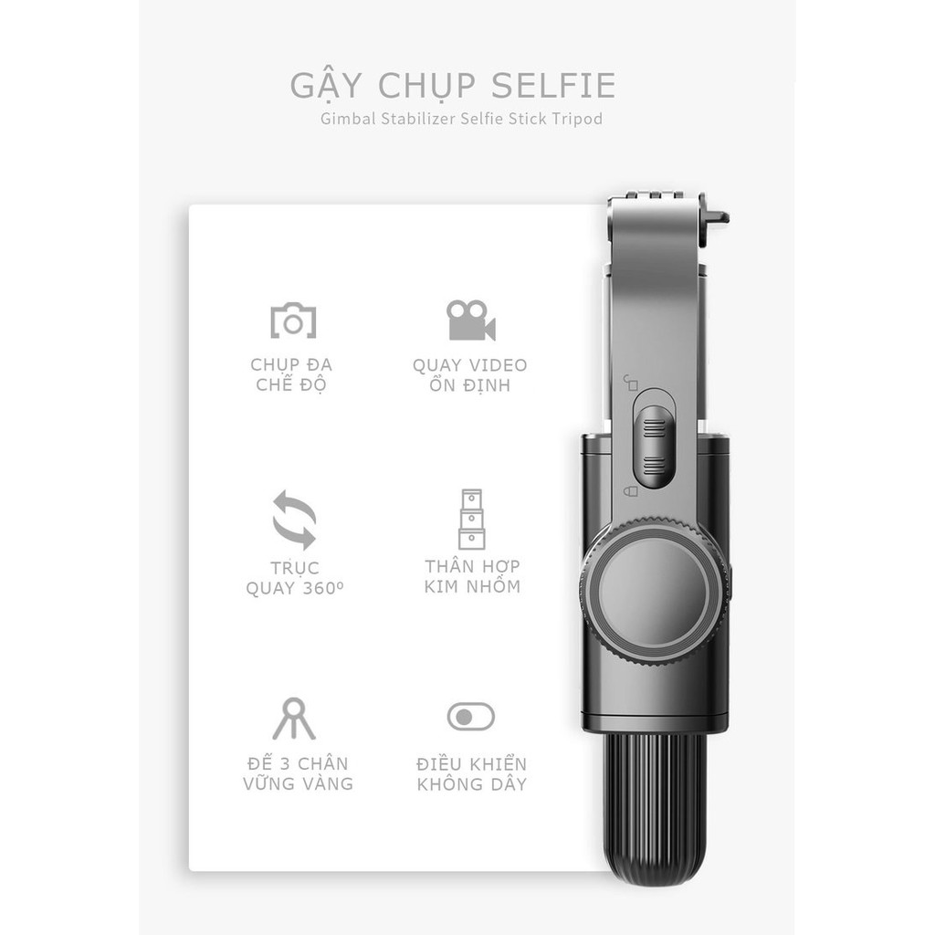 ✔️✔️ Tay Cầm Chống Rung Điện Tử Gimbal L08 Có Bluetooth - Gimbal Điện Thoại Chống Rung - Có Chân Đỡ Tự Đứng