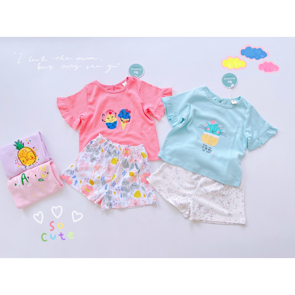 Bộ cộc tay bé gái vải cotton bozip bao chất hoàn hàng nếu ko giống mô tả mềm mịn thấm hút tốt bộ hè bé gái hottrend 2022