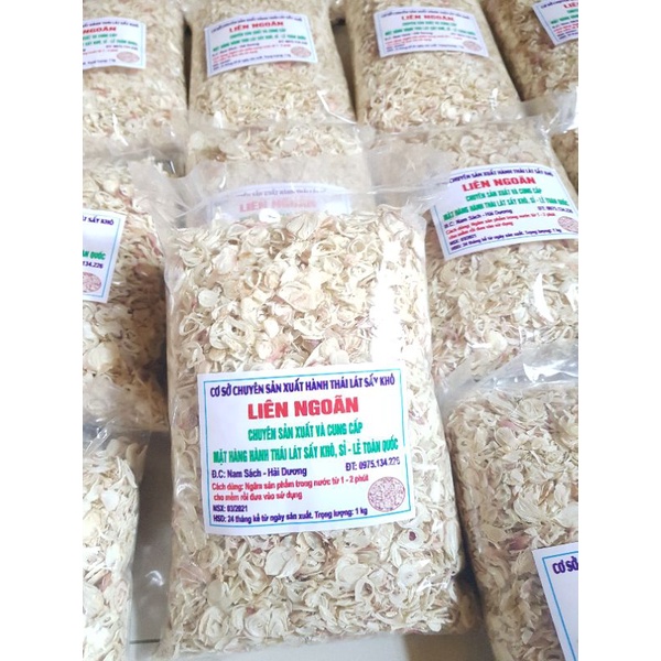 Hành ta thái lát sấy khô đóng gói quy cách 1kg/gói