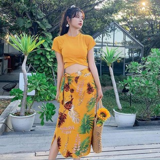 Set Bikini Đi Biển Đồ Bơi Nữ 3 Món (Áo Tắm + Quần + Váy)
