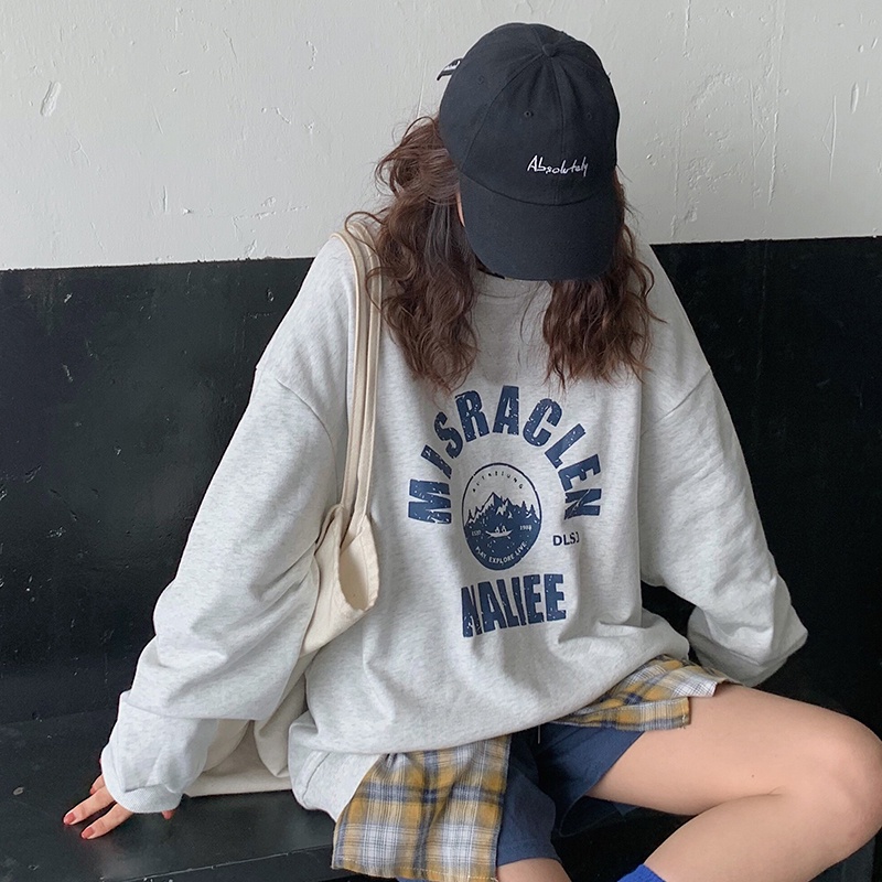 Áo Sweater Tay Dài VATI Dáng RộngÁo Thun In Chữ Phong Cách Hàn Quốc Dễ Thương Cho Nữ