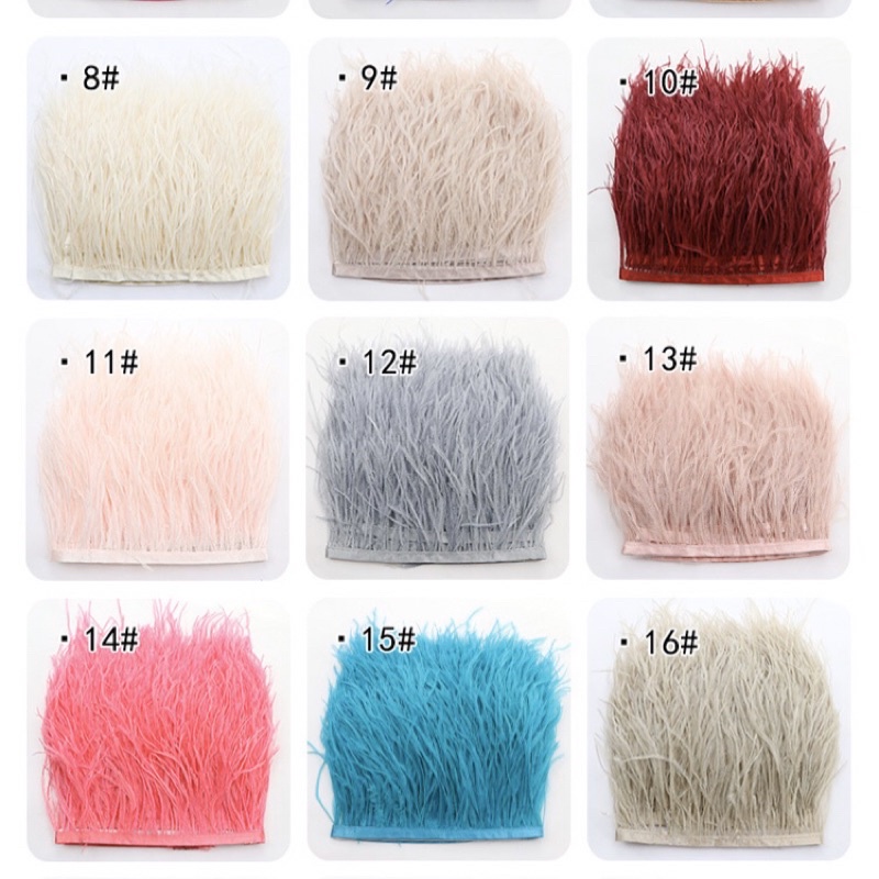 Lông vũ ,lông đà điểu ,phụ kiện may mặc kích thước 10-15cm đủ màu