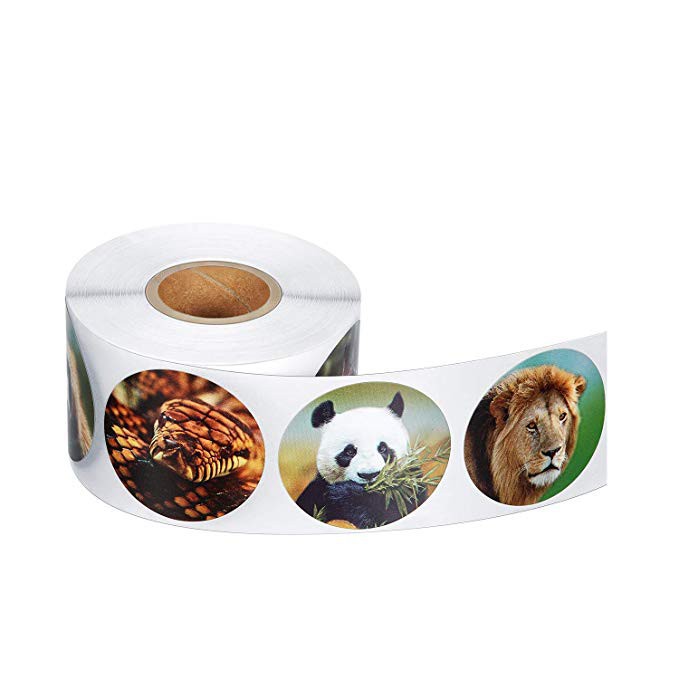 500pcs Zoo Animals round cute Stickers Roll Adhesive Label sticker scrapbooking for notebook kids rewards stationery sticker