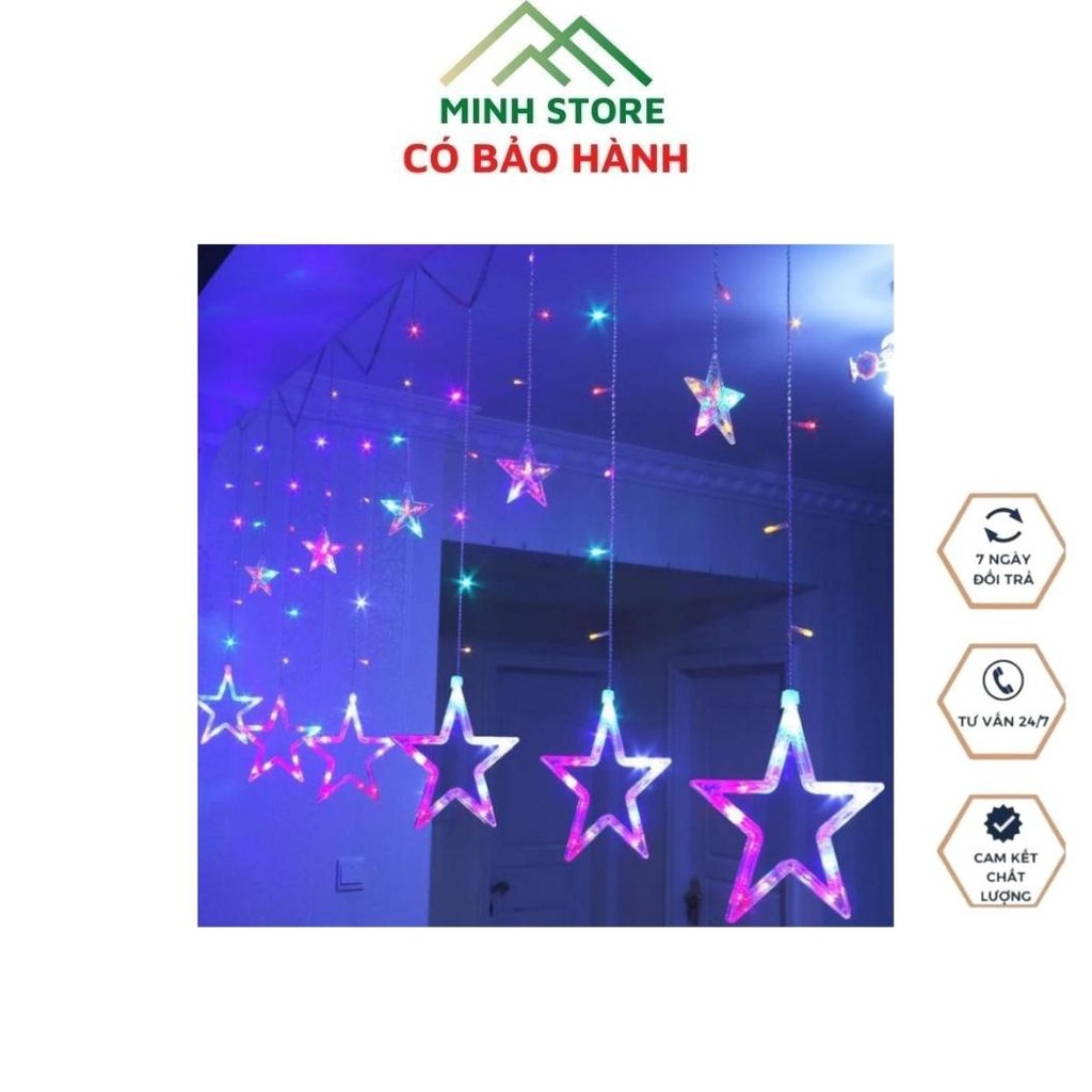 Đèn Led Trang Trí Hình Ngôi Sao Dạng Đèn Mành 12 bóng Gồm 6 Sao Lớn 6 Sao Nhỏ,7 sắc cầu vồng Sinh Nhật Sự Kiện
