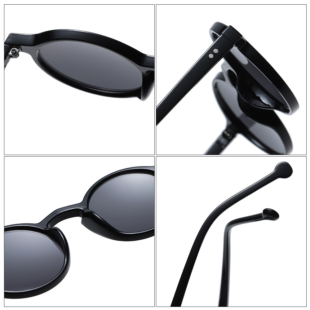 Kính mát gọng tròn nhỏ họa tiết da báo màu đen cổ điển chống tia Uv400 phong cách Hàn Quốc cho nữ