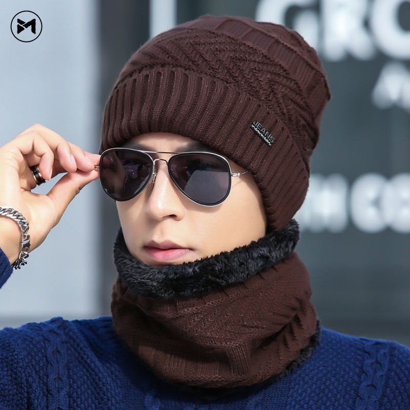 Mũ Len Cotton Dày Dặn Giữ Ấm Phong Cách Hàn Quốc Mới 2022 Cho Nam