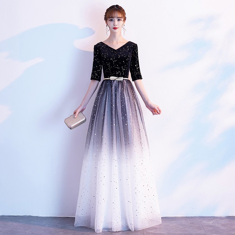 Đầm dự tiệc dạ hội buộc eo đính đá vải cotton lưới chung áo giá rẻ tốt đẹp