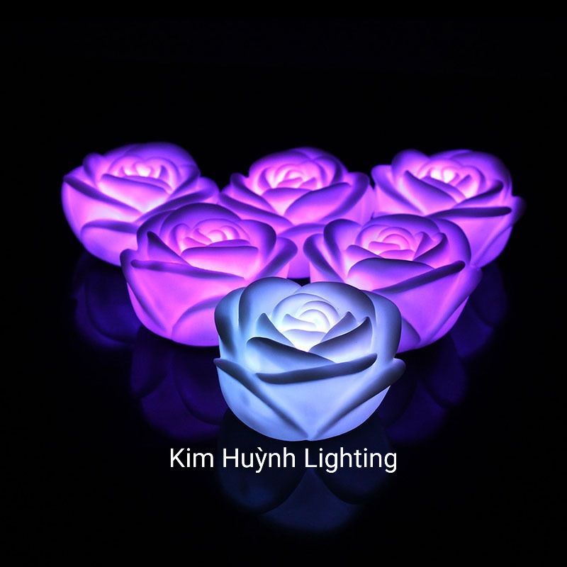 (Kèm pin LR44) Nến pin hoa sen đổi màu trang trí