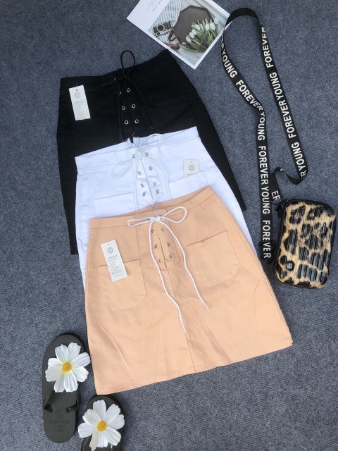 Chân váy chữ a đan dây giữa ulzzang