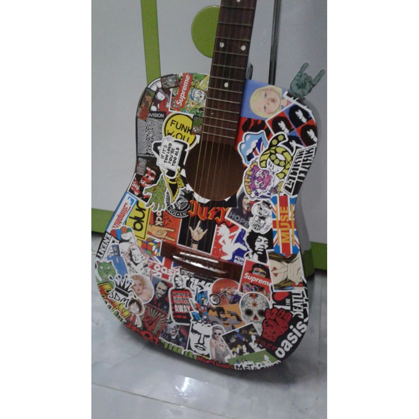 Miếng Sticker dán nón bảo hiểm, đàn, guitar, ukulele, laptop, điện thoại nhiều kiểu chống nước lâu phai