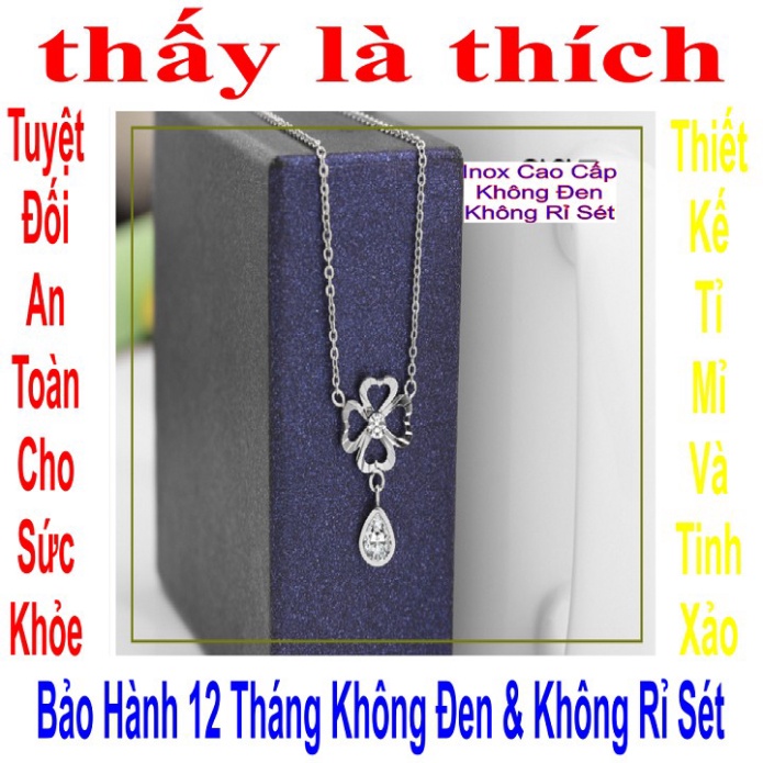 Dây chuyền bé gái hình cỏ 4 lá cách điệu - An toàn cho trẻ - Cam kết 1 đổi 1 nếu hoen , gỉ sét