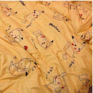 Bộ Chăn Ga Gối Cotton Poly Nhập Khẩu Pikachu