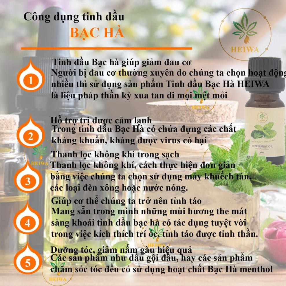 [GIẢM GIÁ]Tinh dầu Bạc hà 100ML nguyên chất thương hiệu HEIWA nhập khẩu Ấn Độ -HN