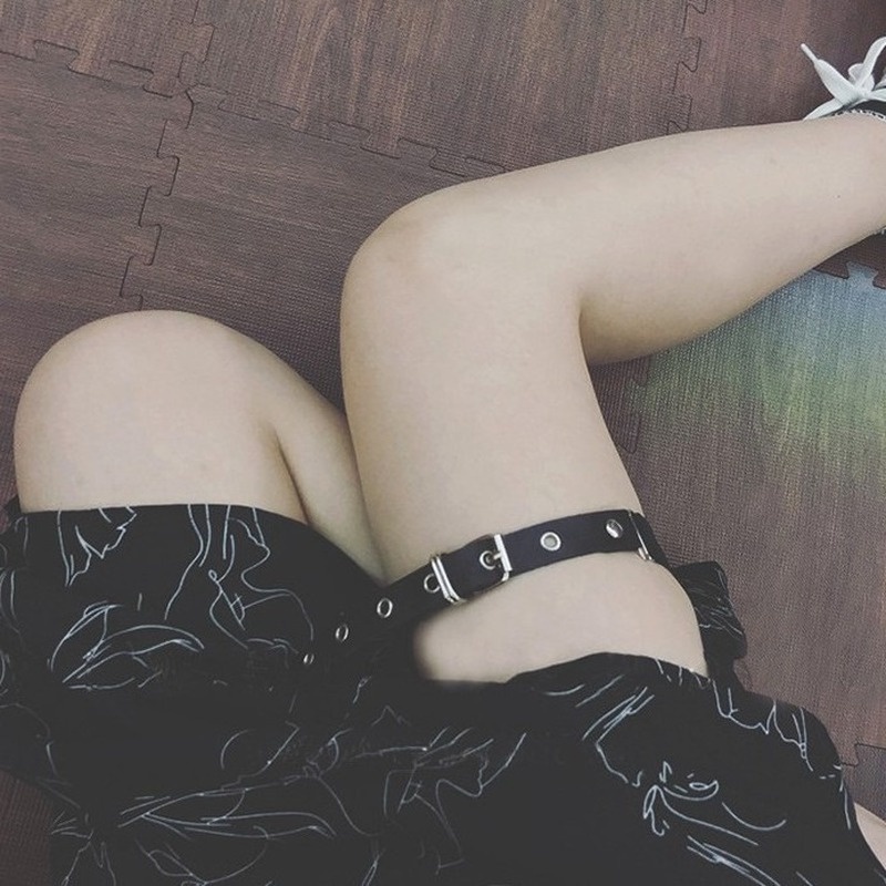 Vòng Đeo Chân Bằng Da PU Đính Đinh Tán Phong Cách Harajuku Âu Mỹ Thời Trang Quyến Rũ Dễ Phối Đồ Trang Sức Cho Nữ