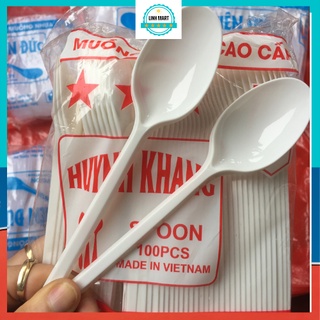 Thìa nhựa, muỗng nhựa cao cấp Huynh Khang dùng 1 lần LINHMART
