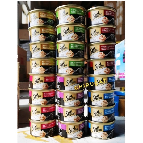 Pate Sheba Lon Súp Cá Ngừ Cua,Cá Vược,Mực,Tôm Hộp 85gr