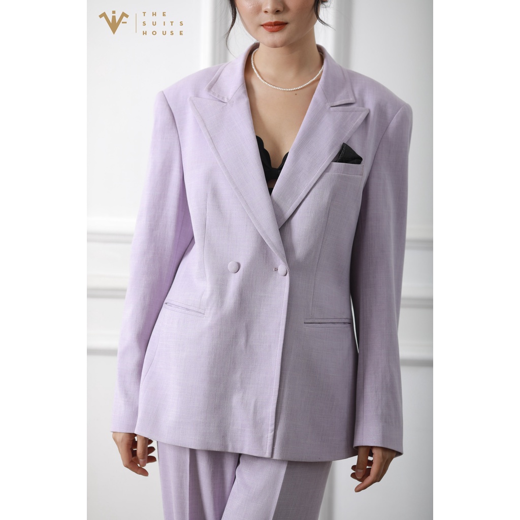 Bộ vest nữ tím pastel ống rộng suits sartorial chất cashmere The Suits House