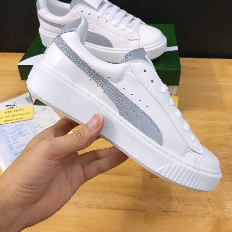 Full Box,  Full Bill - Tặng thêm 1 bộ dây giày - Giày thể thao nam nữ PM trắng Phản quang, size 36-3