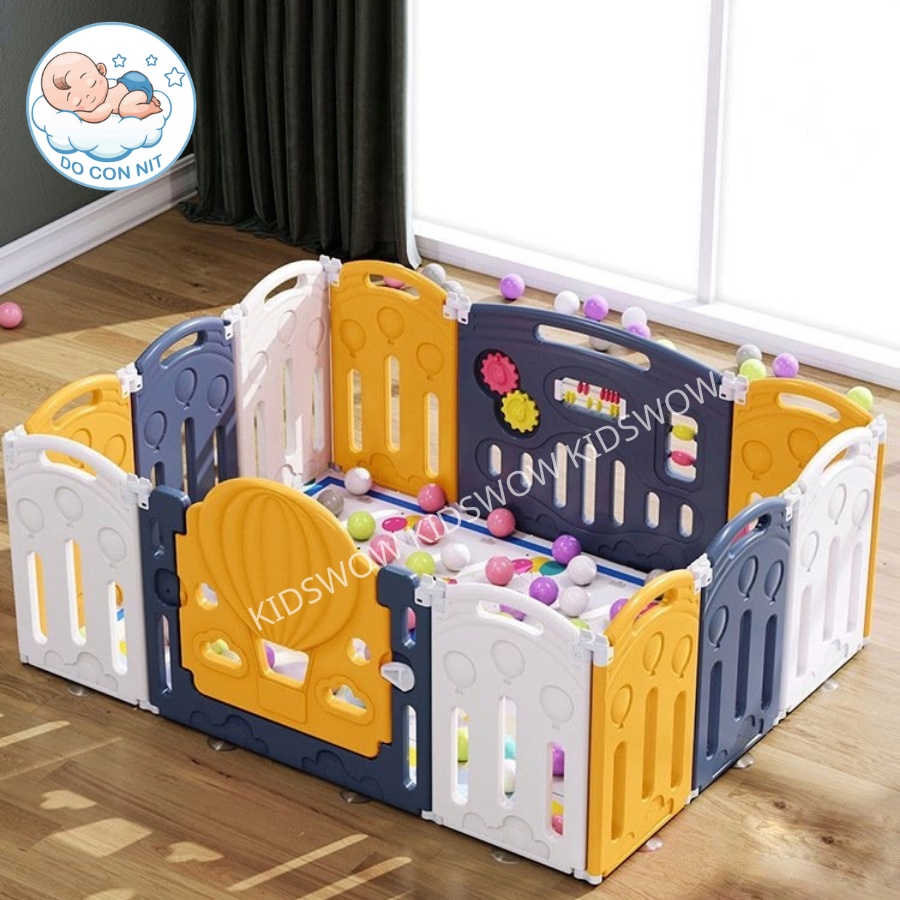 [Tặng thảm + 100 banh] Quây Cũi Nhựa Kidswow Hoạ Tiết Khinh Khí Cầu Cho Bé