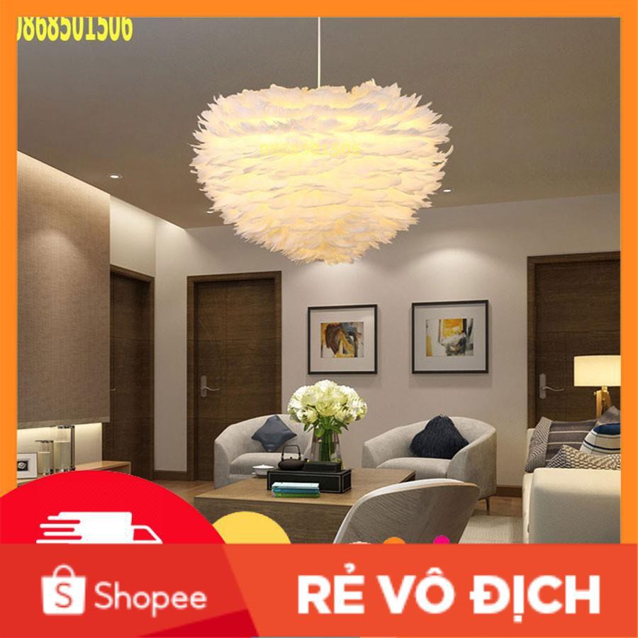 [FreeshipĐèn Chùm Mây lông Vũ Bắc ÂU Decor Lighting, đèn thả lông vũ ( Loại Cỡ Vừa 50cm) - SỬ DỤNG 3 ĐUI-TẶNG KÈM 3 BÓNG