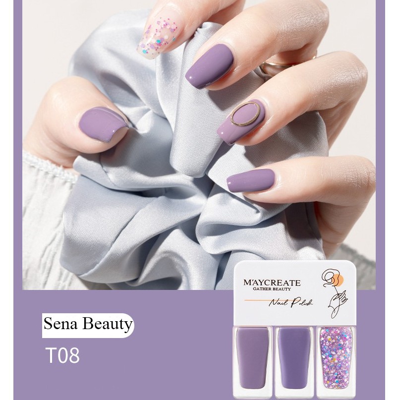 Set 3 chai sơn móng tay Maycreate Nail Polish 4g*3 Senabeauty