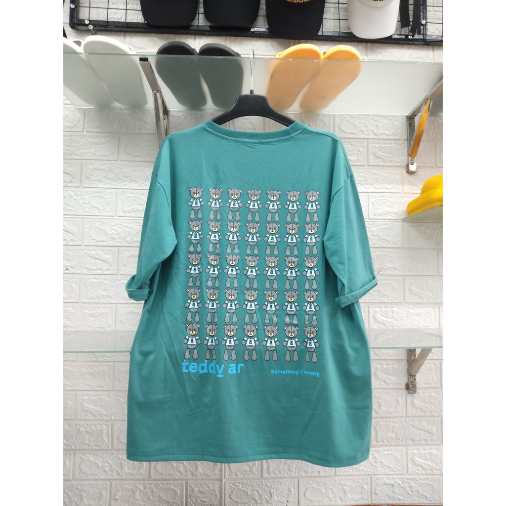 Áo thun Unisex tay lỡ dáng rộng in hình gấu Teddy chất cotton xịn co giãn 4 chiều phong cách Ulzzang | BigBuy360 - bigbuy360.vn