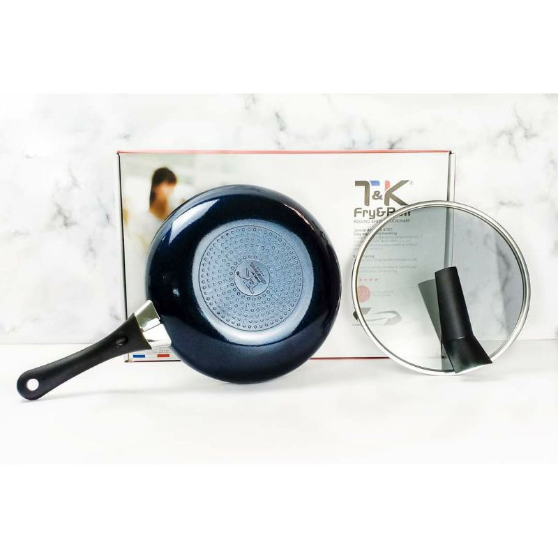 CHẢO KIMSCOOK 28CM CHỐNG VĂNG DẦU T&amp;K FRY&amp;ROLL KIMSCOOK HÀN QUỐC NẮP KÍNH CƯỜNG LỰC