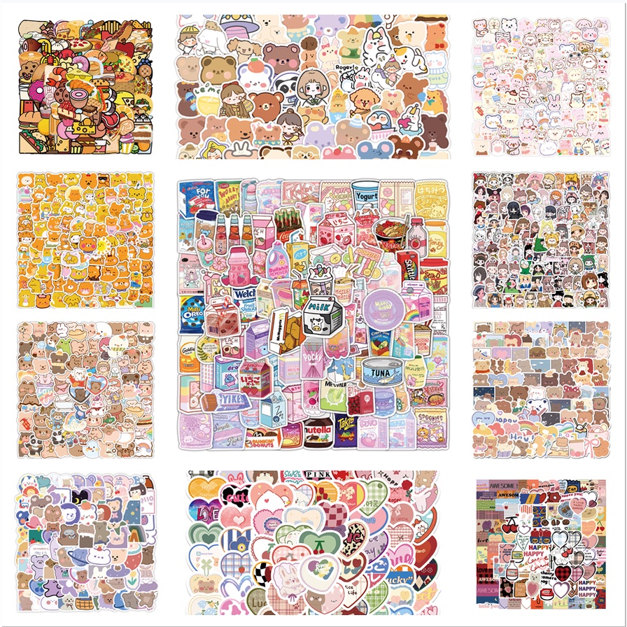Nhãn Dán Hình Gấu Kawaii Và Snack Chống Nước 11 Kiểu Dáng Dễ Thương Dán Hành Lý Sổ Tay