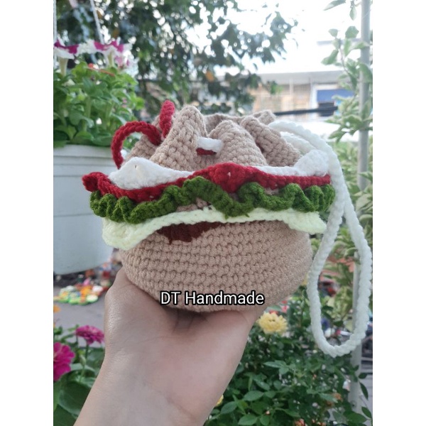 Túi len hamburger handmade