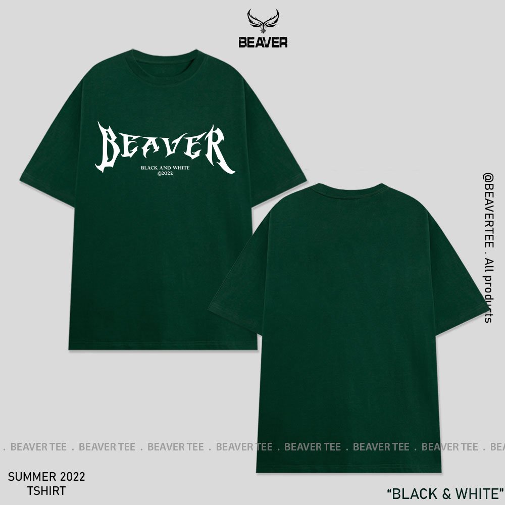Áo thun Beaver Tee BLACK & WHITE Local Brand tay lỡ form rộng nam nữ Unisex Freeship Extra