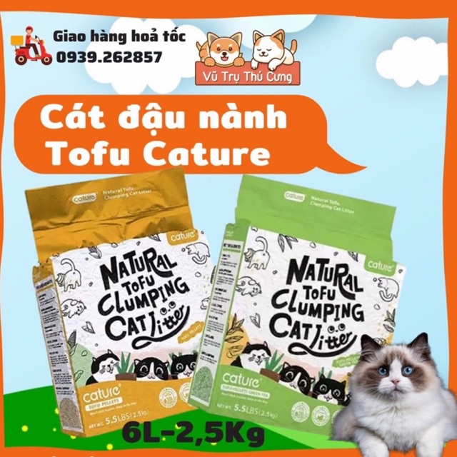 Cát vệ sinh đậu nành hữu cơ cho mèo Tofu Cature - Cát đậu nành không bụi| Cát mèo TOFU