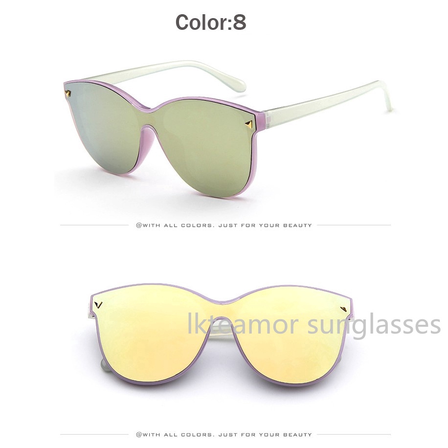 Kính mát tròng oval phản quang phong cách retro