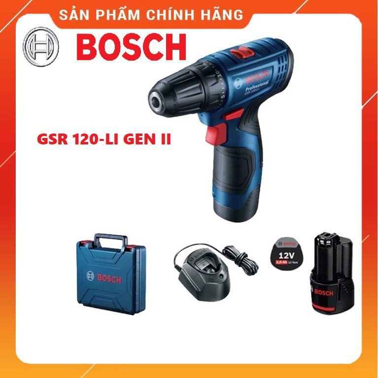 Máy khoan pin vặn vít Bosch GSR 120-LI GEN II ( Kèm bộ phụ kiện )