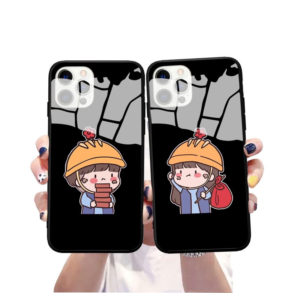 Ốp iphone kính tình yêu nghèo ốp đôi cho iphone 13 12 pro max mini 11 14 pro max plus x r xs max 7 8 plus 6 s plus