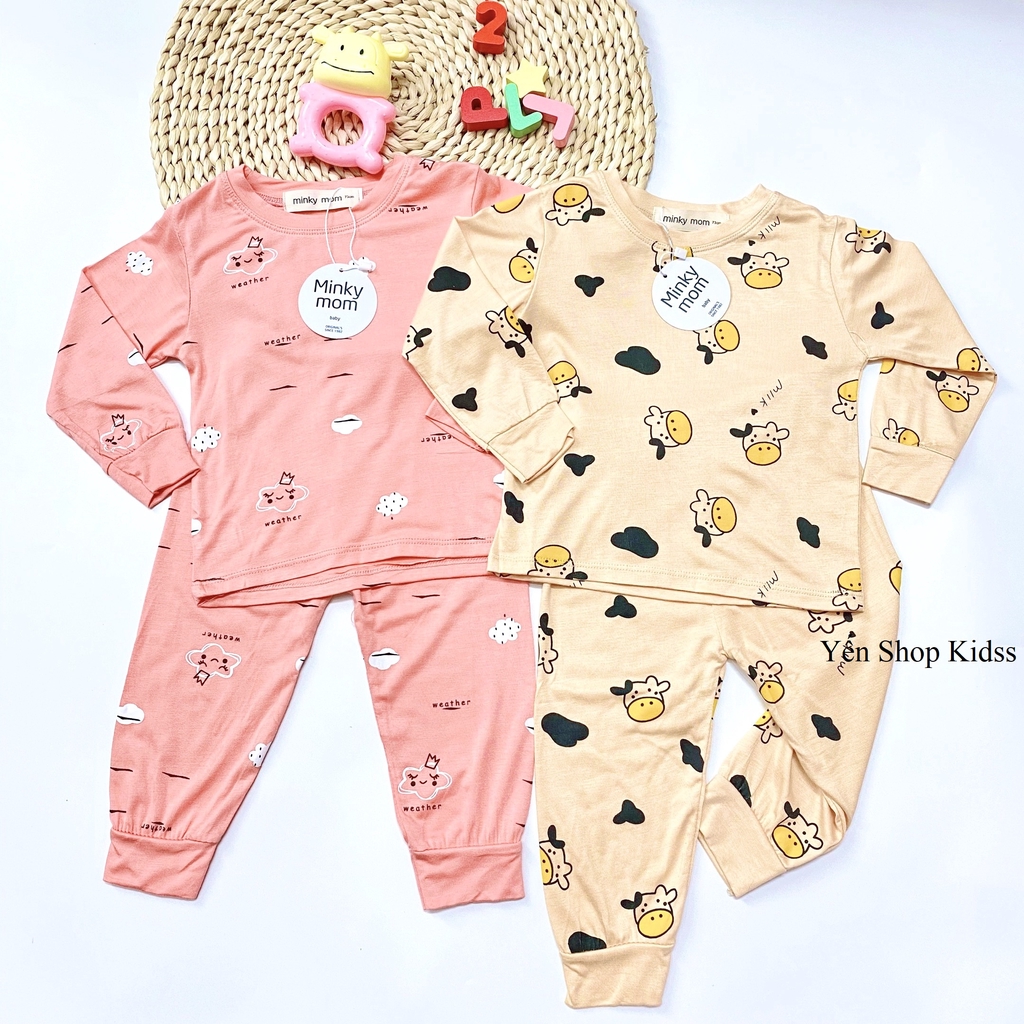 Bộ Dài Tay Minky Mom In Toàn Thân Họa Tiết Bò Sữa- Mèo Vàng Cho Bé (7-19kg) (SP001242