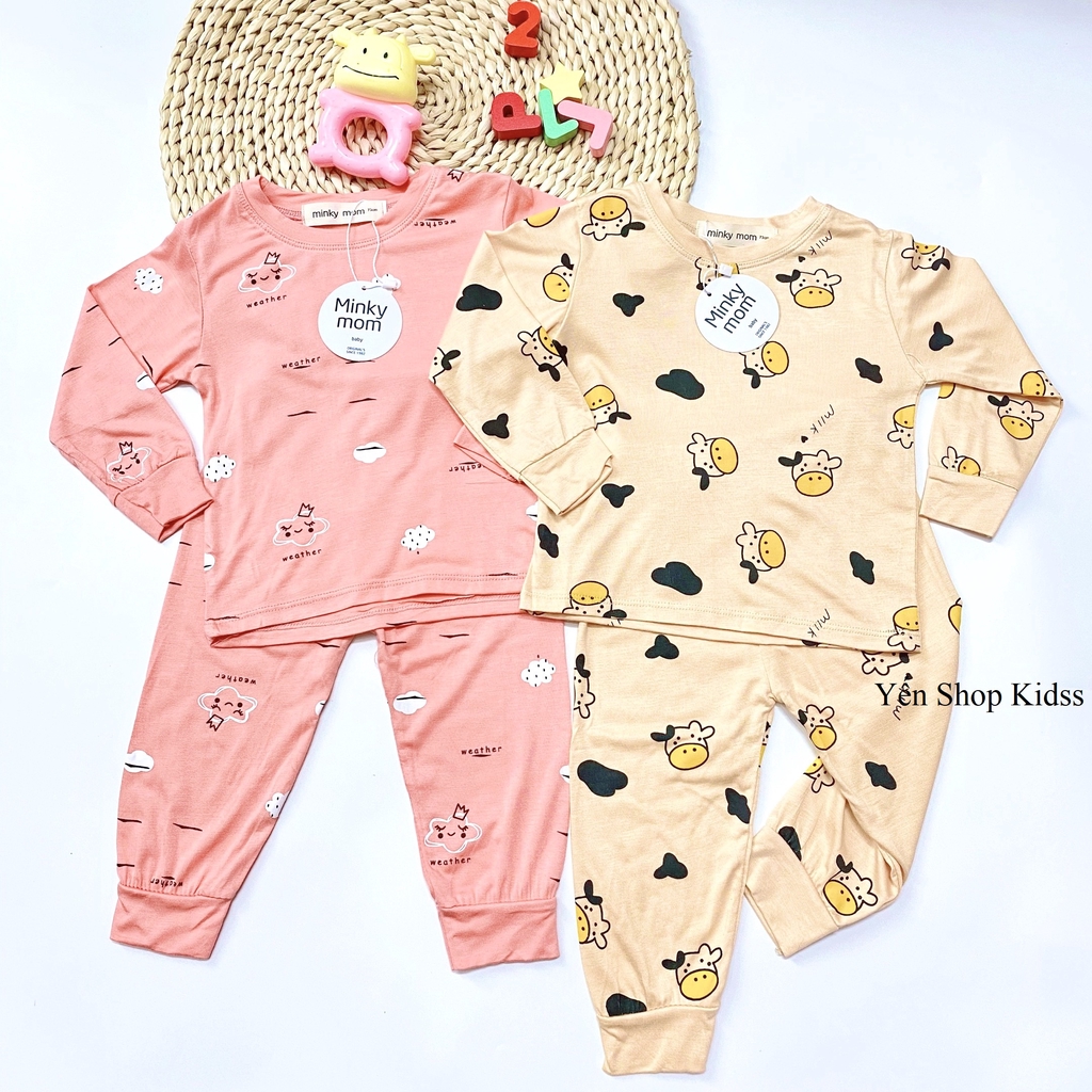 Bộ Dài Tay Minky Mom In Toàn Thân Họa Tiết Bò Sữa- Mèo Vàng Cho Bé (7-19kg) (SP001242