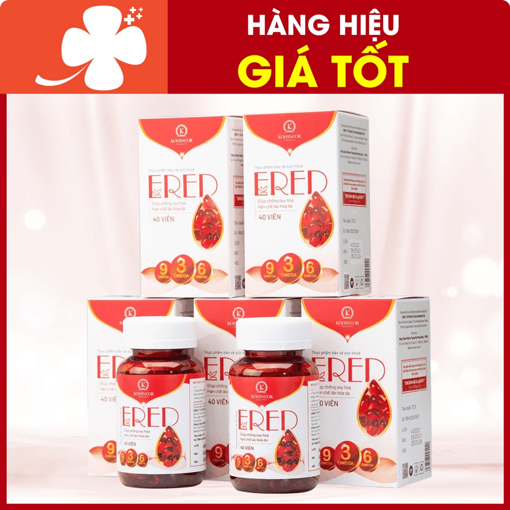 Ered - Vitamin E đỏ Kohinoor - Hỗ trợ giúp da trắng sáng, mịn màn, ngăn ngừa lão hóa (40 viên)