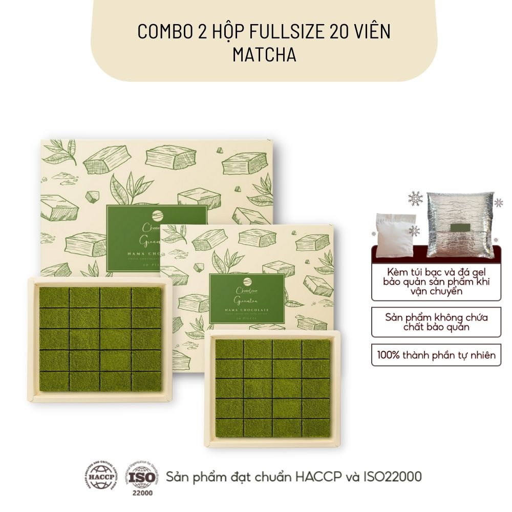 Socola Tươi Chocoline Vị Matcha Trà Xanh - Combo 2 Hộp 20 Viên (260gram)