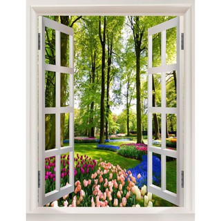 Decal dán tường Cửa sổ khổ dọc tranh dọc - hoa tulip khổ dọc ở Quảng Bình