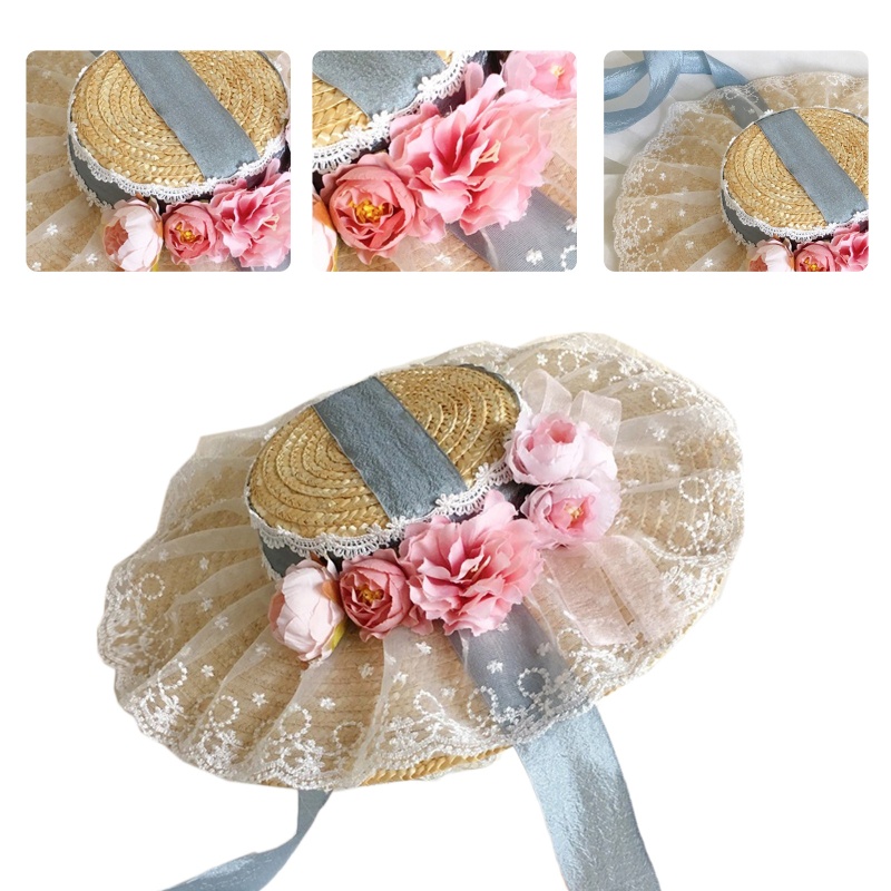 Youyo Mũ Chống Nắng Ngoài Trời Đính Hoa Phong Cách Lolita Mùa Hè Cho Nữ