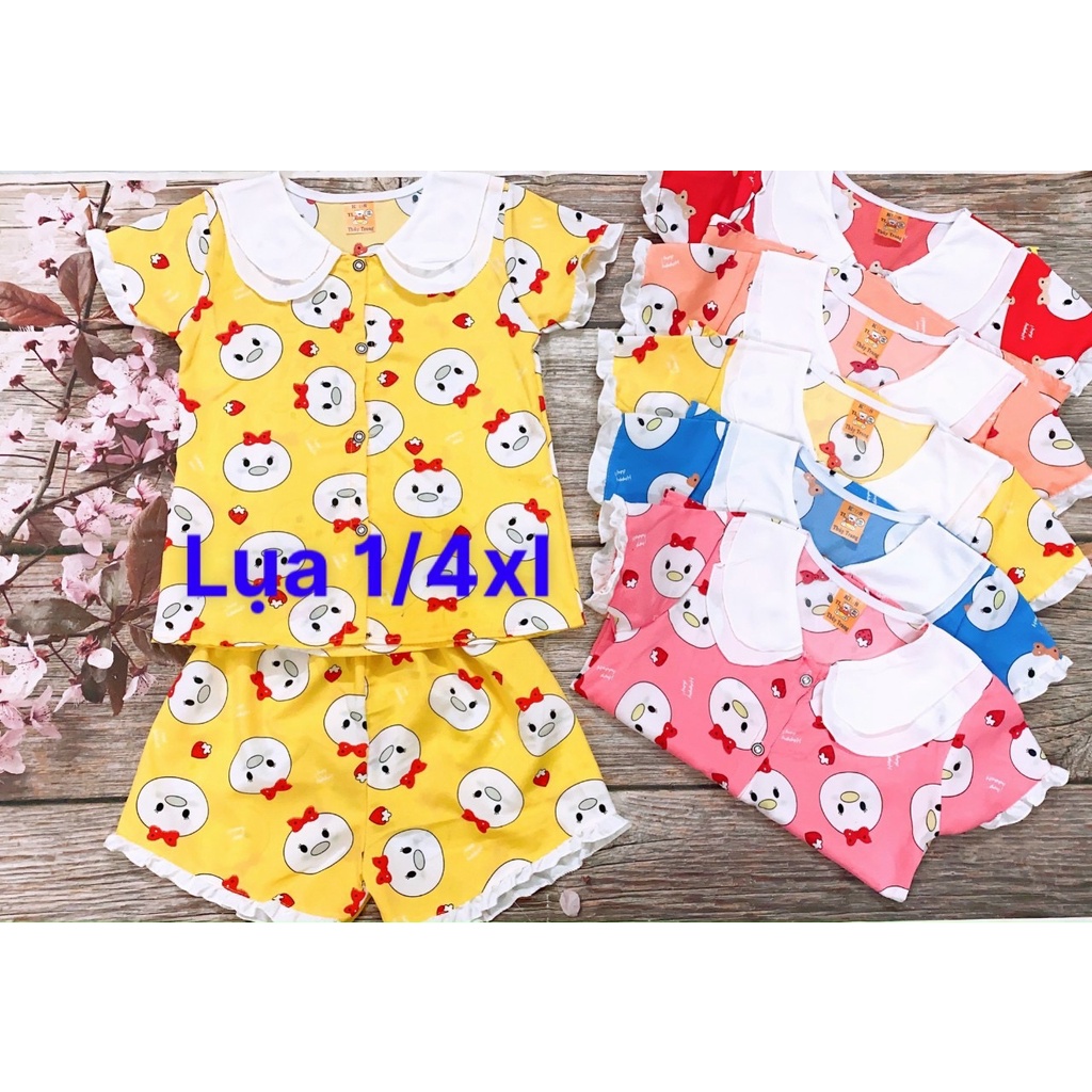 Pizzama đùi chất lụa cho bé gái siêu đáng yêu size 15-22kg, PA01