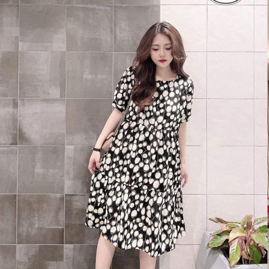Váy bầu thời trang công sở chất lụa Hàn Châu freesize từ 45 đến 70kg