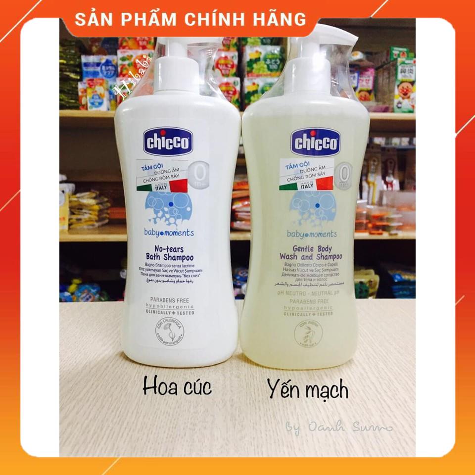 Hàng chuẩn Auth Sữa tắm gội Chicco 500ml vòi nhấn