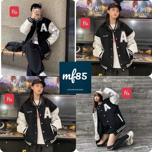 Áo Khoác Bomber Chữ A Phối Tay Trắng Cá Tính Chất Liệu Dày Dặn Mã 428 💖 Moonfashion85