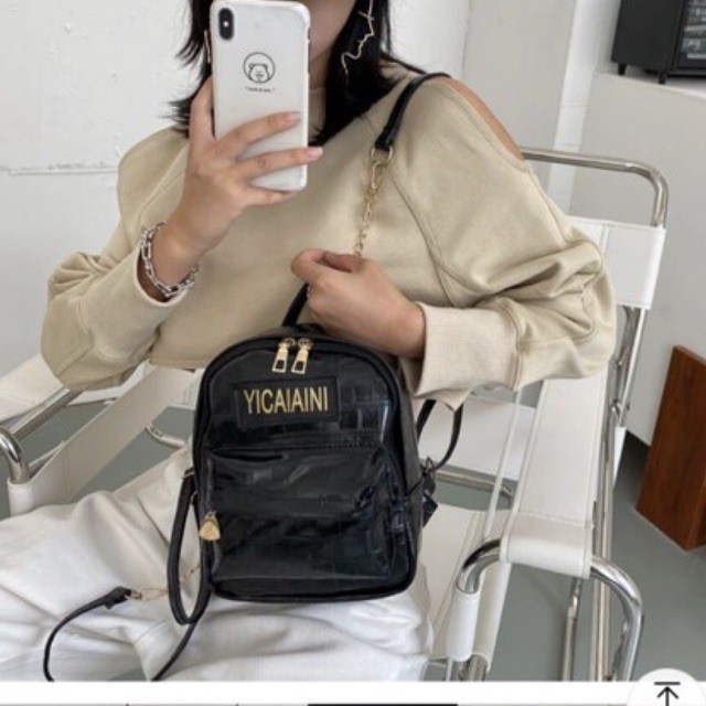 balo mini da vân rắn phối xích