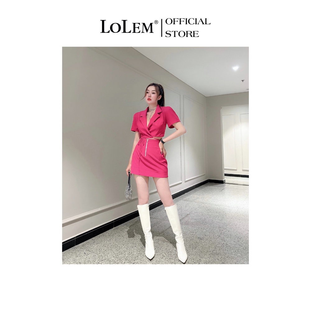 Set vest chun lì chân váy chữ A áo vest thắt dây tay con bồng LOLEM CLOTHING SV227