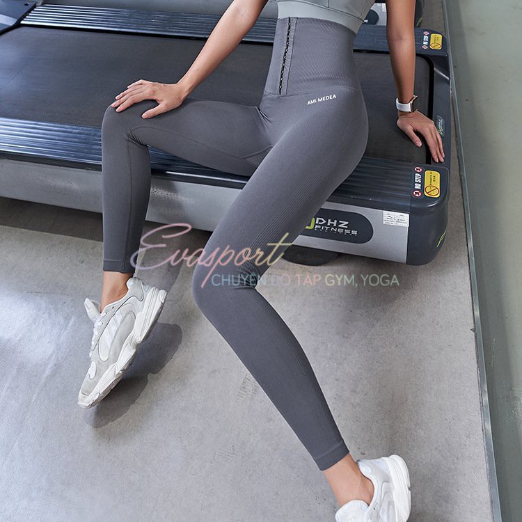 Quần Legging Dệt Kim Kết Hợp Latex, Giúp Giảm Mỡ Cap Siêu Cao Tập Gym Yoga Aerobic Nữ Vải Co Giãn Tốt, Định Hình Eo