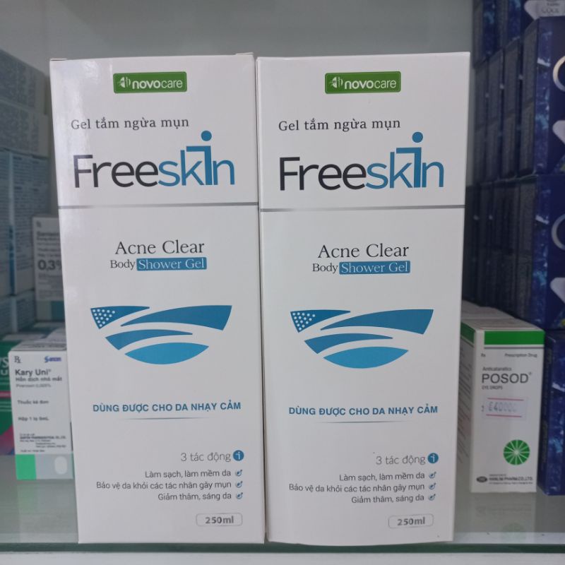 FREESKIN -  Gel tắm 250ml Dung dịch xịt mụn ngoài da 80ml