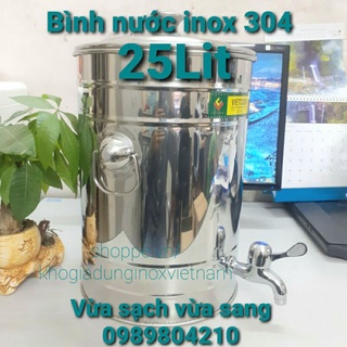 Bình nước inox 25 lít  Vietcook SUS 304 ,Bình nước inox có vòi inox 304,bình inox đựng nước ,bình ngâm rượu,củ,quả