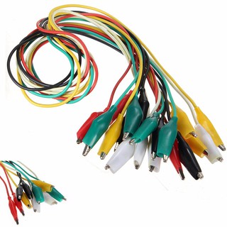 Set 10 kẹp nối điện mỏ cá sấu hai đầu 21"